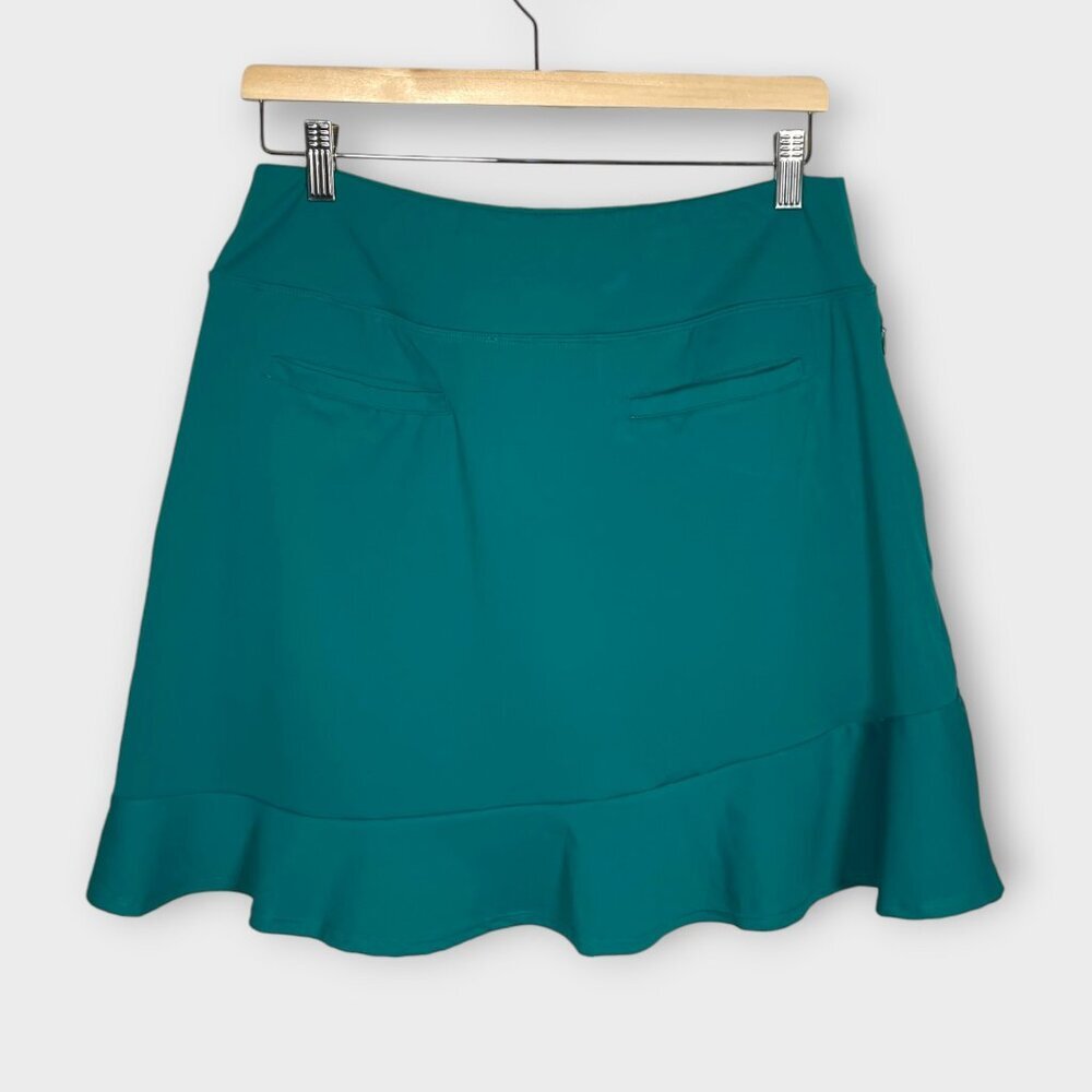Pinspark Tennis Golf Skirt Skort Sz L Green Pockets UPF 50+ NEW - Picture 2 of 9
